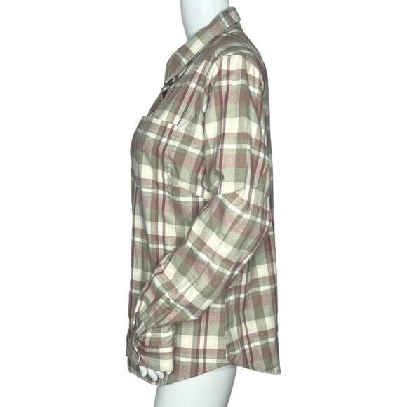 Royal Robbins‎ Shirt Womens Large Green Purple Plaid Thermotech Flannel Heritage - Picture 3 of 9